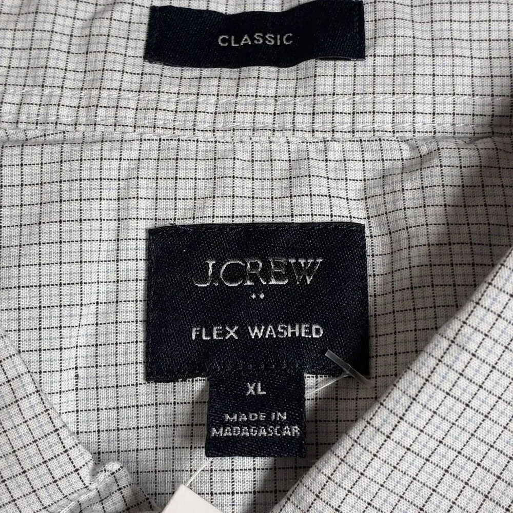 J Crew Button Down Shirt Mens XL Classic Fit Flex Washed White Pale Seascape NWT